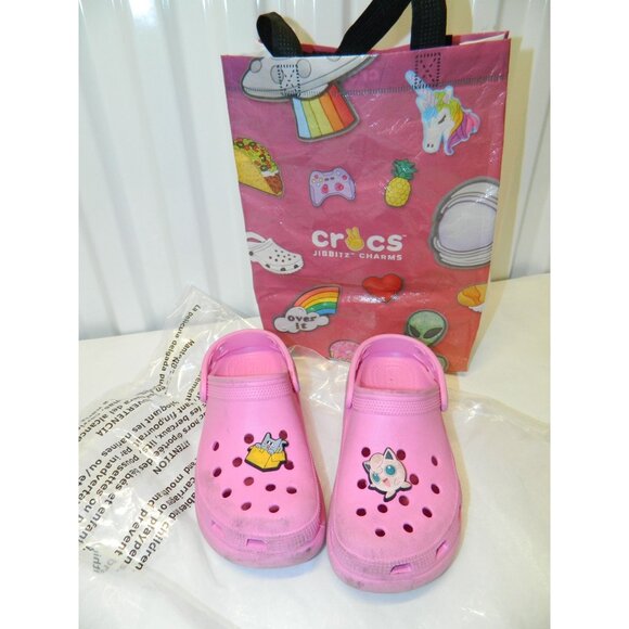 Pink Crocs Jibbitz Charm Clogs Kids Size J2 Durable Lightweight Shoes - Picture 1 of 8